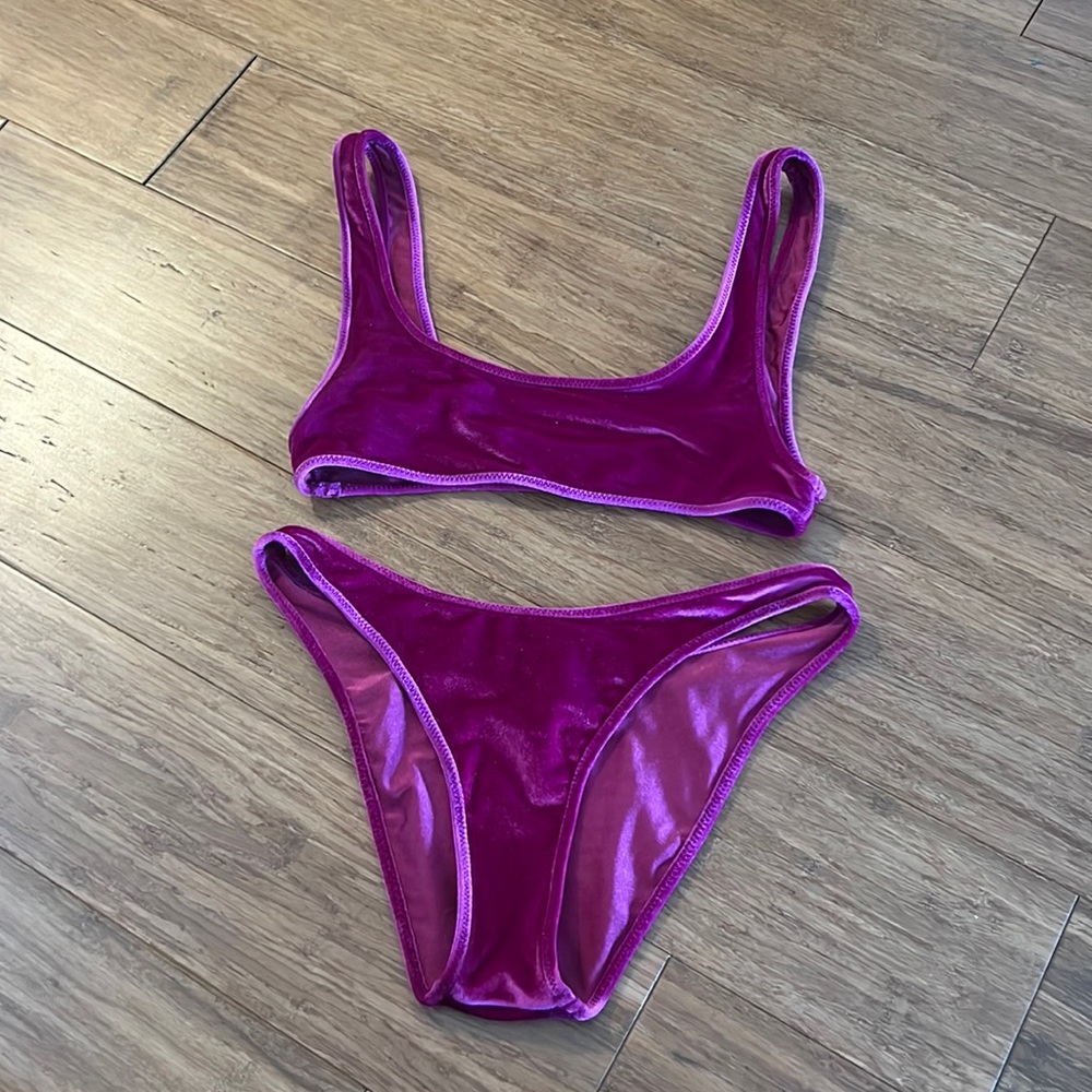Dark Purple Triangl Velvet Bikini
